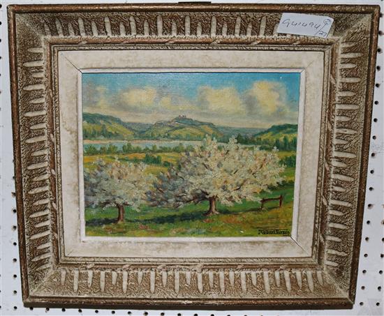Oil on board by Robert Turpin of French landscape